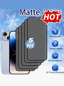 5片装磨砂防窥屏保护膜，兼容 11/12/13/14/15/16、17 Pro、17 Air、17 Pro Max、16 Pro和16 Pro Max系列。产品特点包括：磨砂表面、无延迟响应、隐私保护、全高清清晰度、侧边防窥、防眩光、零色差。非常适合搭配手机壳使用，也是情人节礼物的理想之选。屏幕保护必备品，适用于日常、办公、家庭等各种场景。防窥、防水、防震、防摔、防刮擦。 - 黑色 - 查看 23