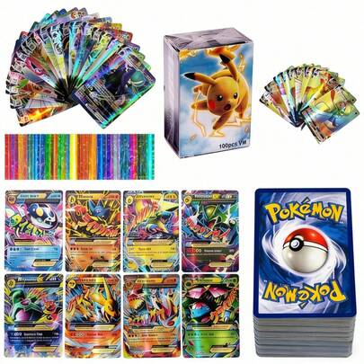 300pcs English V Series, Vmax, GX Rare Pokemon Trading Cards, Meticulously Crafted With High HP And Strong Battle Power, Perfect Gift For Anime Series, Video Games, Accessories, Birthday And Holiday Parties