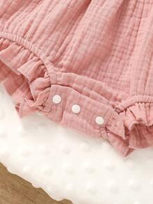 2pcs/Set, Baby Girl, Soft And Comfortable, Casual Elegant Fashionable Cute, Hollow Lace Tassel Trim And Bow Decoration, Pure Cotton Romper And Headband, Baby Girl Clothing, Newborn Baby Girl Clothing, Baby Supplies, Baby Clothing, Suitable For Summer Daily Wear, Party, Party, Home, Photography, Outdoor Activities - Multicolor - View 5
