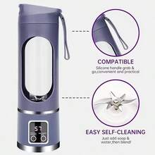 Máy xay sinh tố cầm tay sạc USB - Dễ dàng vệ sinh, thích hợp làm nước ép trái cây và rau củ, sinh tố - Dung tích từ 10.14 oz đến 16.91 oz - Nhiều màu - Xem 5