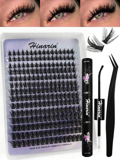 Bộ nối mi tự nhiên D-Curl 224 sợi, bộ nối mi tự nhiên nhọn DIY, các cụm mi riêng lẻ 8-18mm, bộ nối mi kiểu Anime bao gồm keo, chất làm kín và nhíp, quà tặng mi giả dành cho phụ nữ