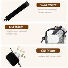 Women's Mini Zipper Wristlet Wallet, Transparent Dual Pocket Wrist Strap Coin Purse, Portable Key Chain Coin Pouch - Multicolor - View 3