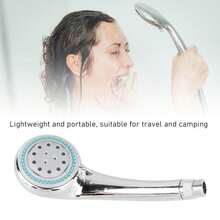 Cabezal de ducha de mano, plástico galvanizado, cabezal de ducha de mano de tres funciones 8107 - Ducha + accesorios de tubería de plata de 1,5 m - Ver 2