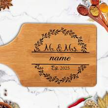 1pc Personalized Bamboo Cutting Board, Paddle-Style Cheese Board, Engraved Chopping Board (9 Customization Options), Gift For Family/Friends/Coworkers/Boss, Wedding, Housewarming, Anniversary (Also Health Gift), Reusable, Beautifully Decorated, Suitable For Father's Day, Graduation, Wedding, Housewarming, Applicable For Home, Restaurant, Kitchen - Beige - View 20