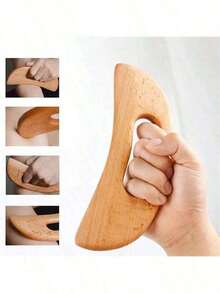 Herramienta de madera Gua, tabla de raspado, herramienta de masaje Guasha, tabla de masaje Gua, herramienta de terapia de masaje corporal - Amarillo - Ver 5