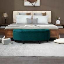 Storage Bench With Open Lid, Upholstered Bench In Rubberwood, Velvet Feel, Dark Green, 120 X 46 X 42 Cm, For Living Room And Entrance. - 綠色 - 查看 8