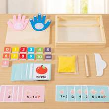 2-In-1 Montessori Math Manipulatives Finger Operation Sand Drawing Game Toy, Wooden Math Toy For Toddlers
