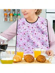 1pc Adult Bib For Women, Meal Protection Cover, Washable And Wipe-Clean, Adult Feeding Apron, Protective Clothing Cover - Multicolor - View 5