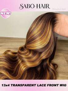 #4/27 蜜金色 13x4 蕾丝前假发 13*6 高清蕾丝波浪卷假发 32 英寸波浪卷真人前额假发，带婴儿发，适合女性日常派对佩戴，自然预拔毛自然发际线融合假发 - S4/27 - 查看 2