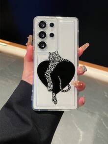 1pc Heart & Leopard Pattern Cushion Transparent Anti-Fall TPU Phone Case, Suitable As Holiday Gift, Compatible With Samsung Phones, Unisex - Multicolor - View 6