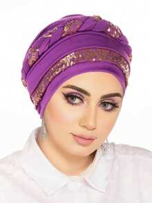 1件刺绣编织头巾 | 穆斯林头巾帽，多色套头帽，布料材质，可调节，透气，建议手洗 - 顏色 - 查看 16