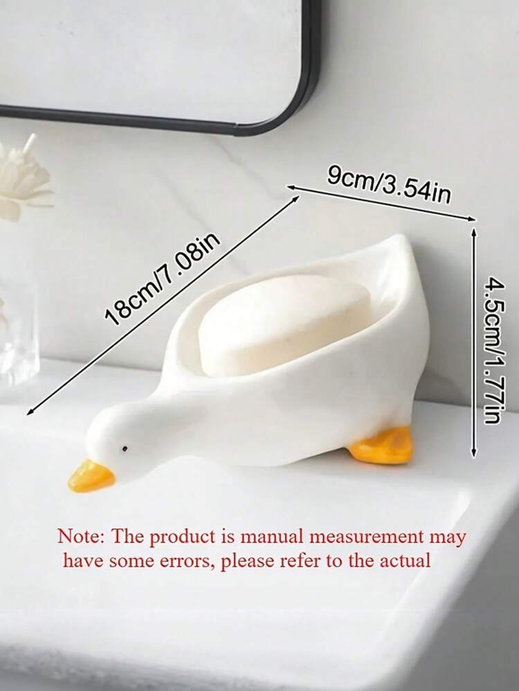自排水鸭形皂碟 - 塑料椭圆形浴室/淋浴皂架，可爱鸭子造型，耐用塑料材质，瀑布式排水鸭形皂托，高级瀑布式皂盒，浴室塑料长方形皂架，方便清洁和收纳，易于清洁，椭圆形设计，适用于浴室和厨房装饰，趣味十足，可放置香皂条 - 款1 - 查看 6
