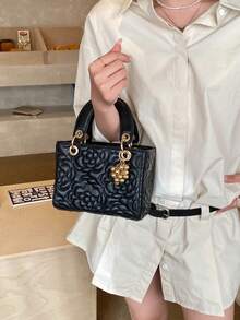 Dedoo 新款时尚奢华小众高端大菲女士手提包，钻石刺绣设计，手提/单肩两用包，适合春夏度假、校园生活、日常通勤、圣诞礼物、派对、婚礼等场合。 - 黑色 - 查看 5