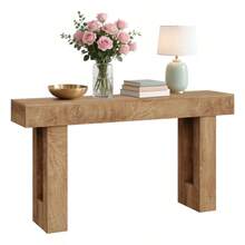 Elegant Wood-Look Faux Trunk Style Console Table With Long Strip Design For Stylish Home Decor - 黑色 - 查看 1