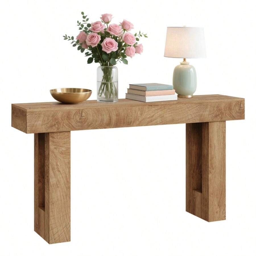 Elegant Wood-Look Faux Trunk Style Console Table With Long Strip Design For Stylish Home Decor - 黑色 - 查看 1