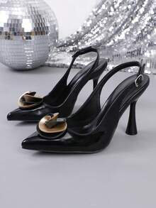 Women's Fashionable Sexy Pointed Toe High Heels - Black - View 2