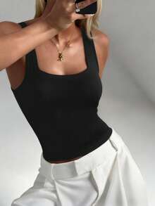Women's Y2K Sexy Solid Color Camisole Vest, Versatile For Commuting In Summer - Black - View 8