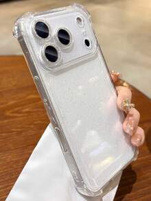 Luxury Shiny Transparent Soft Phone Case, Compatible With IPhone 16 Pro Max 17 15 14 13 12 11 Pro Plus 16E, With Lens Protection Cover - Clear - View 5