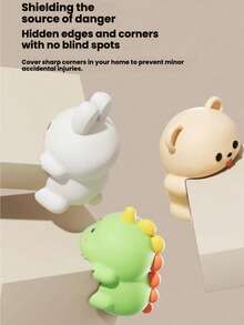 1pc/1pc Cartoon Corner Guards, 3 Different Patterns, Safety Bumper Strips, Cute Corner Protectors, Suitable For Home, Restaurant, Hotel Tabletops, Soft Edge Corner Guards For Tiles, Window Corner Protection, Dinosaur, Teddy Bear, Rabbit Design - Multicolor - View 3