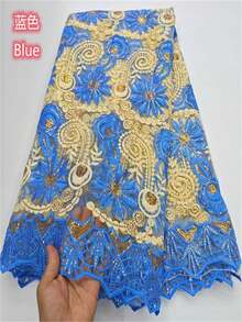 2026 Luxury African Nigerian Net LaceWater Soluble Fabric Green High Quality Mesh French Sequins Tulle Sewing Fabric For Wedding Party 1yard/5yard - A - View 16