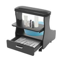 gladney Salon Pedicure Foot Rest With Removable Cushion 3-Tier Storage Drawer Lower Foot Bath Space And Locking Swivel Wheels - Black - View 10