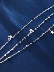 1pc S925 Sterling Silver Fashionable & Elegant Sparkling Multi-Layer Star Bracelet, Suitable For Women's Daily, Party, Holiday Wear, Unique Five-Pointed Star Bracelet Gift - Star - View 4