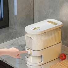 11/22LB Rice Dispenser, Large Dry Food Storage Container With Measuring Cup And Time Scale, Food Dispenser For Kitchen Organizations And Pantries, Containing Dry Grains - 白色 - 查看 2