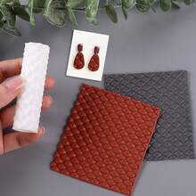 1 cây cán bột tạo vân caro cho đất sét polymer, cây cán bột làm khuyên tai bằng đất sét polymer - Lý tưởng để tạo bảng vân đất sét polymer. - GL265 - Xem 7
