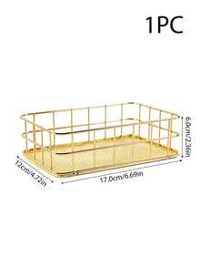 Rose Gold Wire Mesh Storage Basket, Desktop Organizer Rack, Suitable For Entryway, Bedroom, Bathroom, Office, Can Store Small Items - Gold - View 14