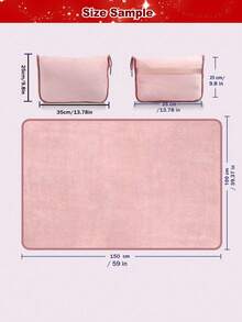 二合一柔软旅行毯/枕头 - 便携设计，带收纳袋和背包挂钩，仅限手洗 - 粉色 - 黑色 - 查看 3