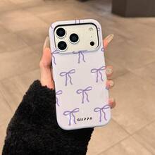 紫色蝴蝶结手机壳，采用缎带和柔和色调设计，兼容 17、16、15、14、13、12和11 Pro机型，TPU材质，防震保护。是送给家人、朋友、孩子、生日、春季、节日、男朋友、女朋友以及情人节的完美礼物。 - 紫色 - 查看 7