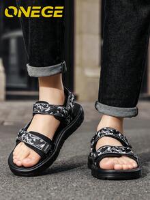 1 Pair Men's Outdoor Beach Sandals, Non-Slip Casual Shoes - Black - View 7