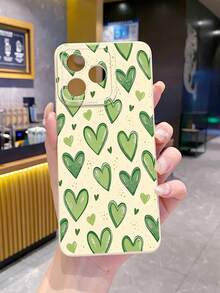 1个绿色爱心图案防震手机壳，UV印刷，兼容三星/Galaxy/Infinix/红米/OPPO/VIVO/Realme安卓机型 - 米色 - 查看 3