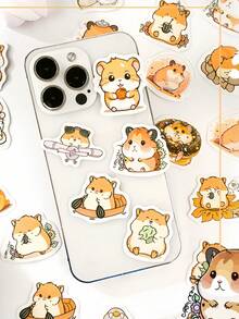 Caja de pegatinas, diseño lindo de hámster, calcomanías impermeables para scrapbooking, álbumes de fotos, manualidades DIY - Multicolor - Ver 3