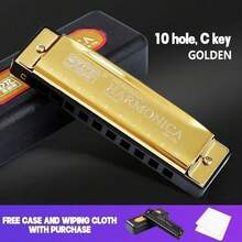 C Key 10 Hole 20 Tone Dual Harmonica Mouth Organ, Suitable For Beginners And Professionals In Blues Harmonica, Retro Style Harmonica, Equipped With A Hard Shell, Is An Ideal Gift Choice - 銀色 - 查看 6