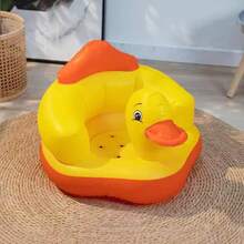 1pc Baby Sitting Chair, Foldable Inflatable Safety Anti-Fall Sofa Dining Chair, Infant Bathing Stool Toy, Suitable For Daily Use - Yellow - View 7