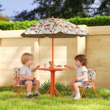AIYAPLAY Children Table And Chair Set, Kids Patio Set With Umbrella - Orange - View 1