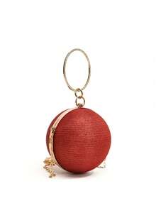 Dedoo Dinner Bag New Chain Handbag High-Grade Luxury Messenger Bag Round Handbag Bright Diamond Fashion Shoulder Bag. - Red - View 4