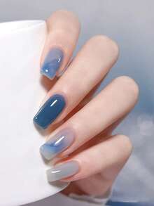 10毫升春季流行蓝色圣托里尼系列凝胶指甲油 2026 新款美白冰透明天蓝色美甲沙龙专属美甲用品 情人节美甲 Azure Nails - 彩色 - 查看 5