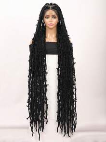 48 Inches Full Double Lace Front Triangle Knotless Locs Braided Wigs With Baby Hair Super Long Braids Wig With Butterfly Lace Frontal Braid Synthetic Wigs - Multicolor - View 14