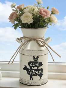 White Vase. Suitable For Bright Sunflower Bouquets, Paired With Succulents And Placed On A Wooden Windowsill, Using Natural Light To Create A Fresh And Lively Rustic Corner In The Home. - White Double-eared Pot - View 5
