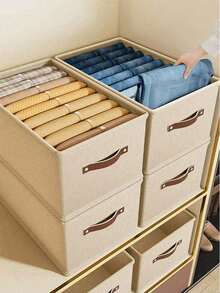1件裝極簡實用純色淺灰色可折疊牛津布收納盒 大容量耐磨防潮 衣櫃衣物毛衣牛仔褲收納整理盒 家用旅行臥室收納必備 畢業季高CP值好物 - 彩色 - 查看 5