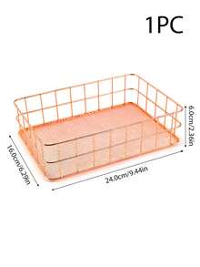 Rose Gold Wire Mesh Storage Basket, Desktop Organizer Rack, Suitable For Entryway, Bedroom, Bathroom, Office, Can Store Small Items - Gold - View 13