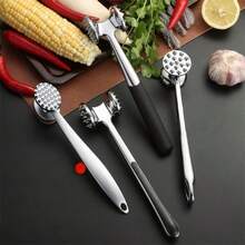 1pc New 304 Stainless Steel Meat Tenderizer, Heavy Duty Non-Slip Kitchen Meat Pounder - Multicolor - View 9