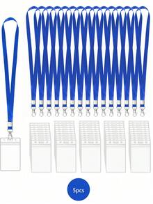 1/5/10/20pcs Vertical ID Badge Lanyard Set, With Waterproof Thick Clear Card Holder, Zipper Seal - Multicolor - View 11