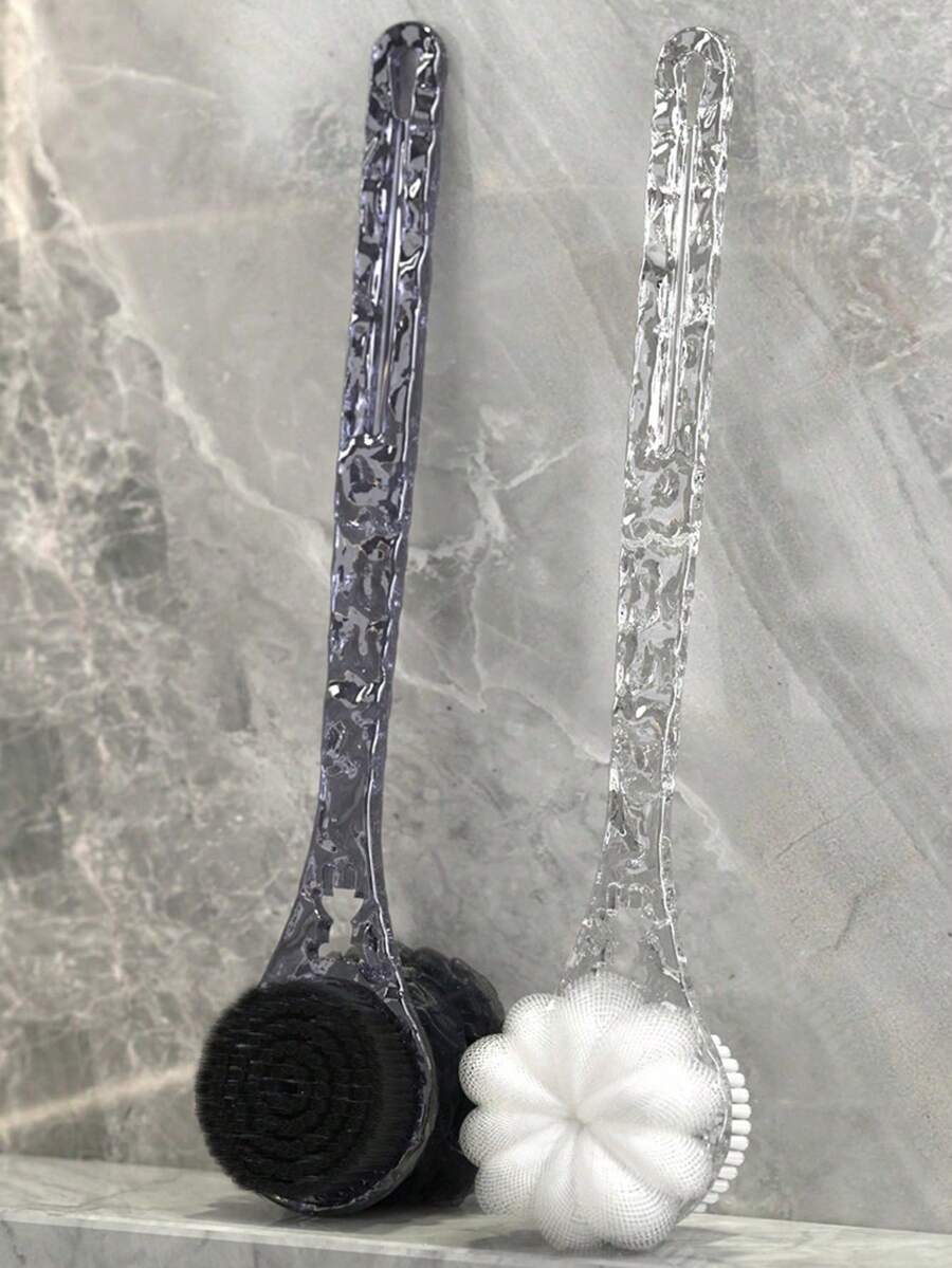 1个高品质二合一沐浴刷，双面设计，一面是身体清洁刷，一面是去角质沐浴海绵，长柄冰川纹理设计，去角质身体磨砂膏，男女通用，适用于浴室淋浴。 - A - 查看 1