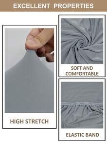 4pcs/6pcs/8pcs/10pcs Solid Color Chair Covers, Modern Removable Elastic Polyester Fiber Chair Slipcovers, Suitable For Living Room, Dining Room, Bedroom, Home Use, All Seasons - Ash - View 5