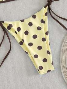2pcs/Set Women's Sexy & Fashionable Purple Bikini Swimwear, Summer Beach Wear, Random Print Vacation - Light Yellow - View 7