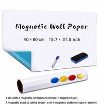 Papel pintado de pizarra blanca de borrado en seco, para listas de verificación, listas de planificación, garabatos en el hogar, hoja magnética de pizarra blanca con respaldo adhesivo, se adhiere a la pared para oficina, hogar, incluye 1 borrador de pizarra, 4 chinchetas magnéticas, 1 marcador, Pizarra blanca - Multicolor - Ver 10