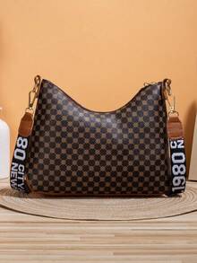 复古花卉单肩包，新款时尚百搭印花女士腋下包，斜挎水桶包，女士手提包 - 棕色 - 查看 4